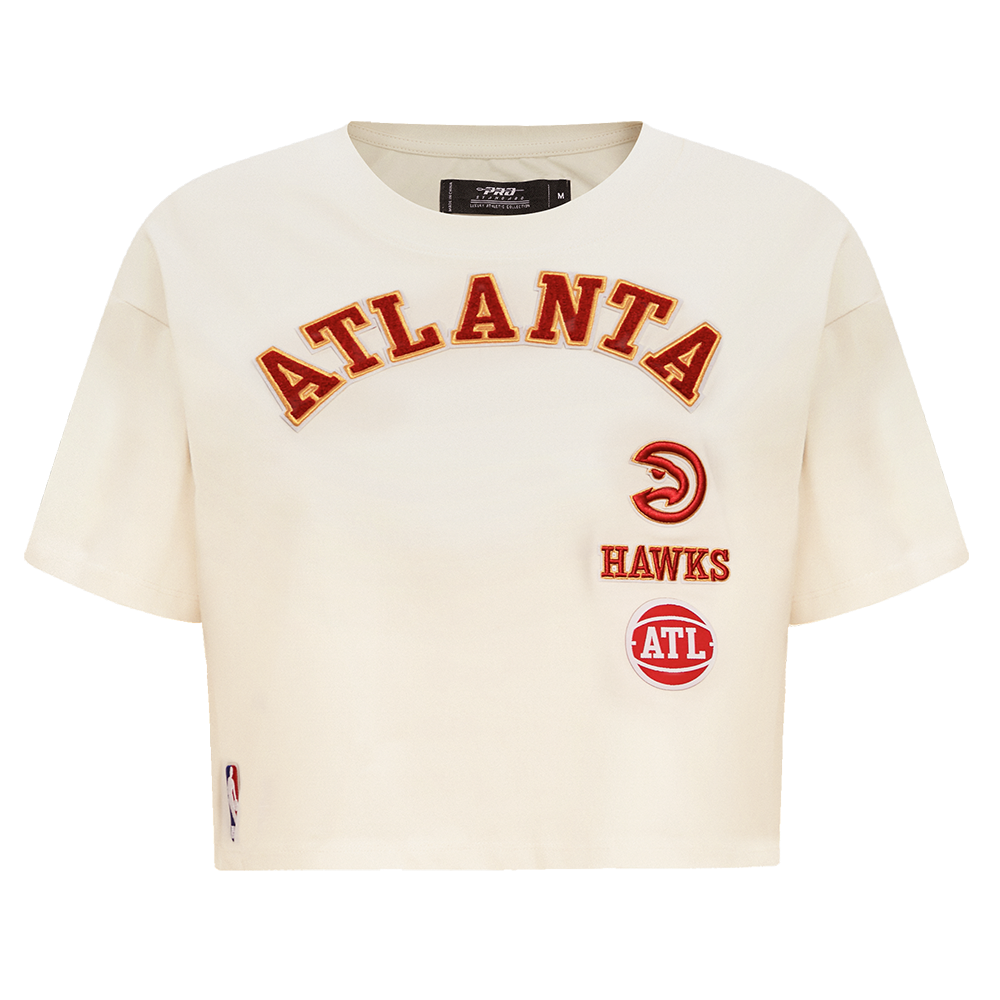 NBA ATLANTA HAWKS RETRO CLASSIC T-SHIRT À COUPE CARRÉE POUR FEMME (COQUILLE D'ŒUF)