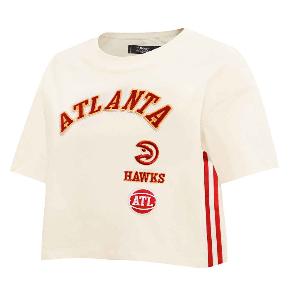 NBA ATLANTA HAWKS RETRO CLASSIC T-SHIRT À COUPE CARRÉE POUR FEMME (COQUILLE D'ŒUF)