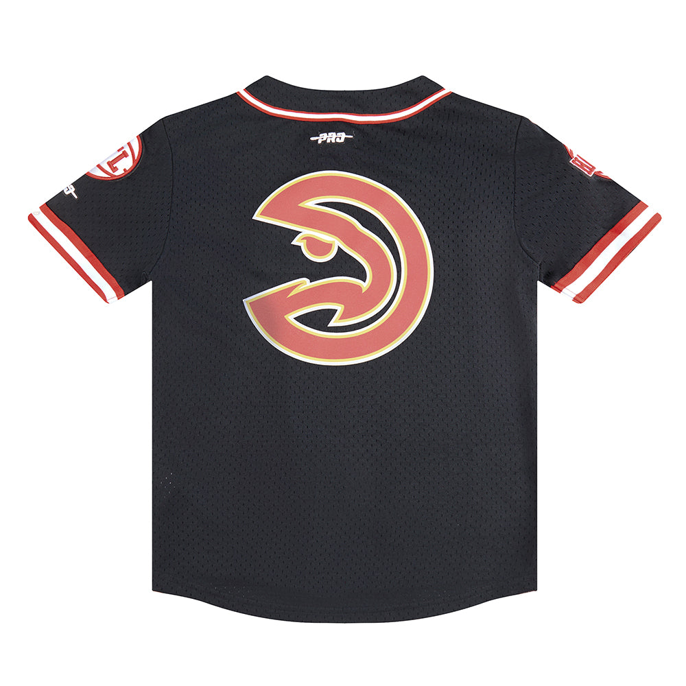 NBA ATLANTA HAWKS CLASSIC BIG BOYS MESH BUTTON DOWN SHIRT (BLACK/RED)