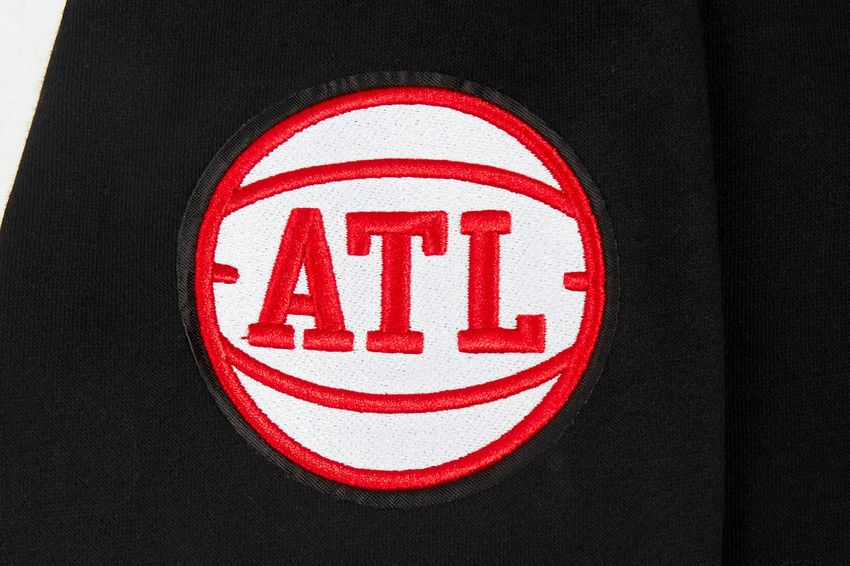 NBA ATLANTA HAWKS CLASSIC BIG BOY'S FLEECE FULL ZIP PULLOVER HOODIE (BLACK)