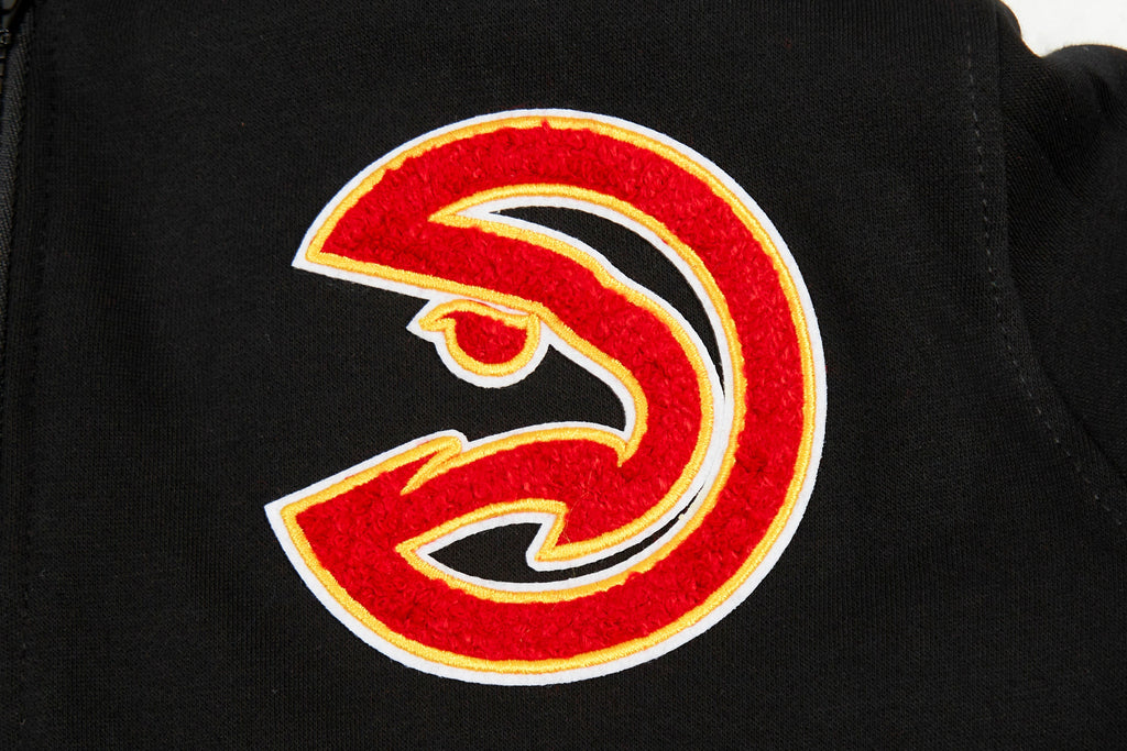 NBA ATLANTA HAWKS CLASSIC BIG BOY'S FLEECE FULL ZIP PULLOVER HOODIE (BLACK)