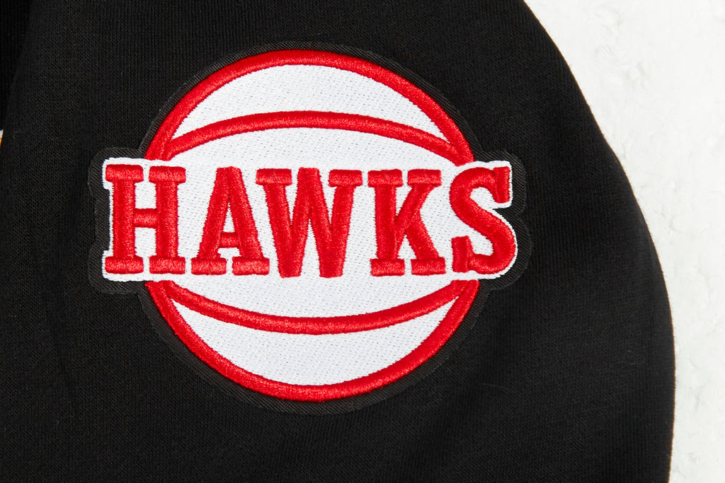 NBA ATLANTA HAWKS CLASSIC BIG BOY'S FLEECE FULL ZIP PULLOVER HOODIE (BLACK)