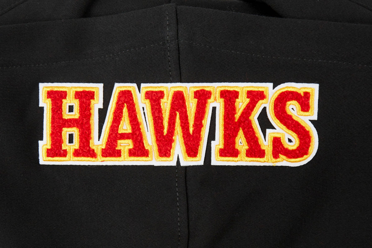 NBA ATLANTA HAWKS CLASSIC BIG BOY'S FLEECE FULL ZIP PULLOVER HOODIE (BLACK)