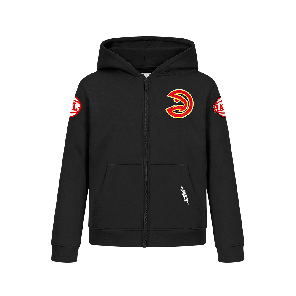NBA ATLANTA HAWKS CLASSIC BIG BOY'S FLEECE FULL ZIP PULLOVER HOODIE (BLACK)