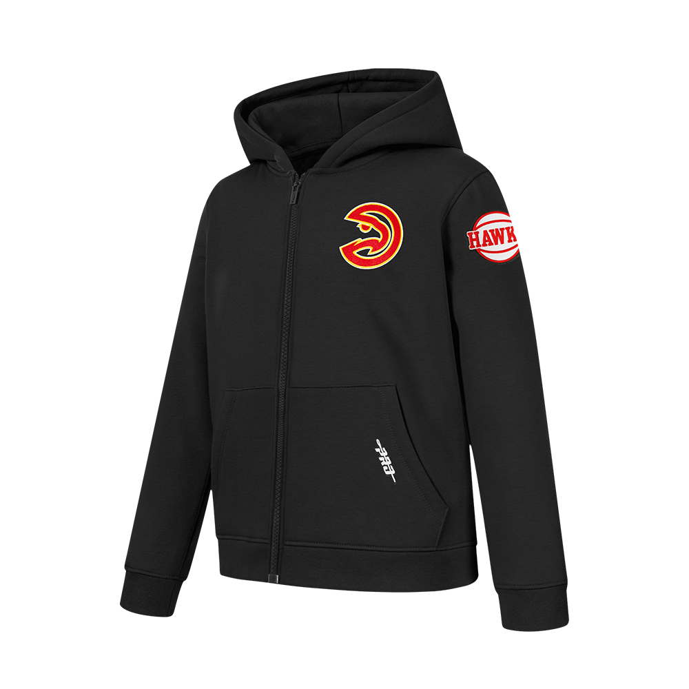 NBA ATLANTA HAWKS CLASSIC BIG BOYS FLEECE FULL ZIP PULLOVER HOODIE (BLACK)