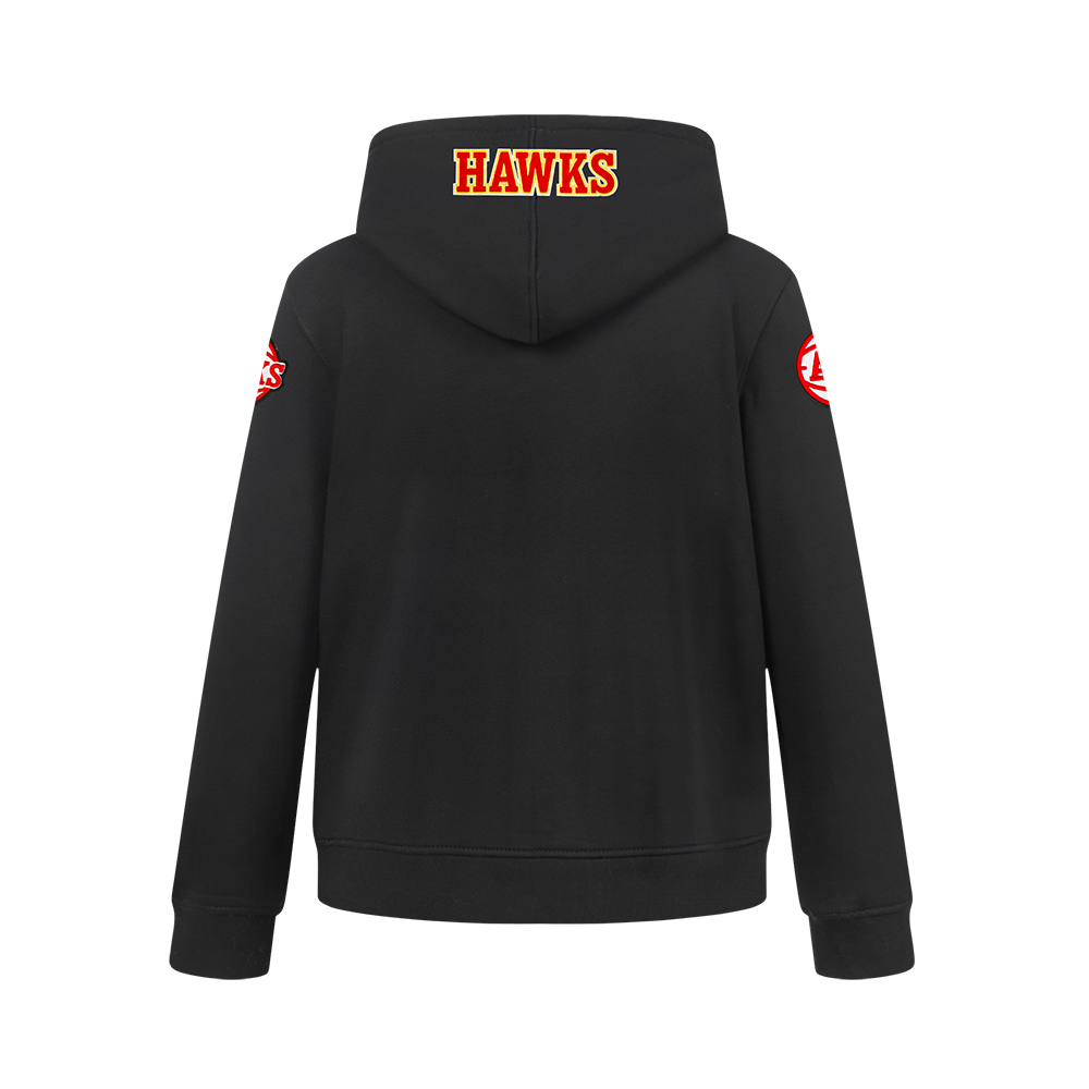 NBA ATLANTA HAWKS CLASSIC BIG BOY'S FLEECE FULL ZIP PULLOVER HOODIE (BLACK)