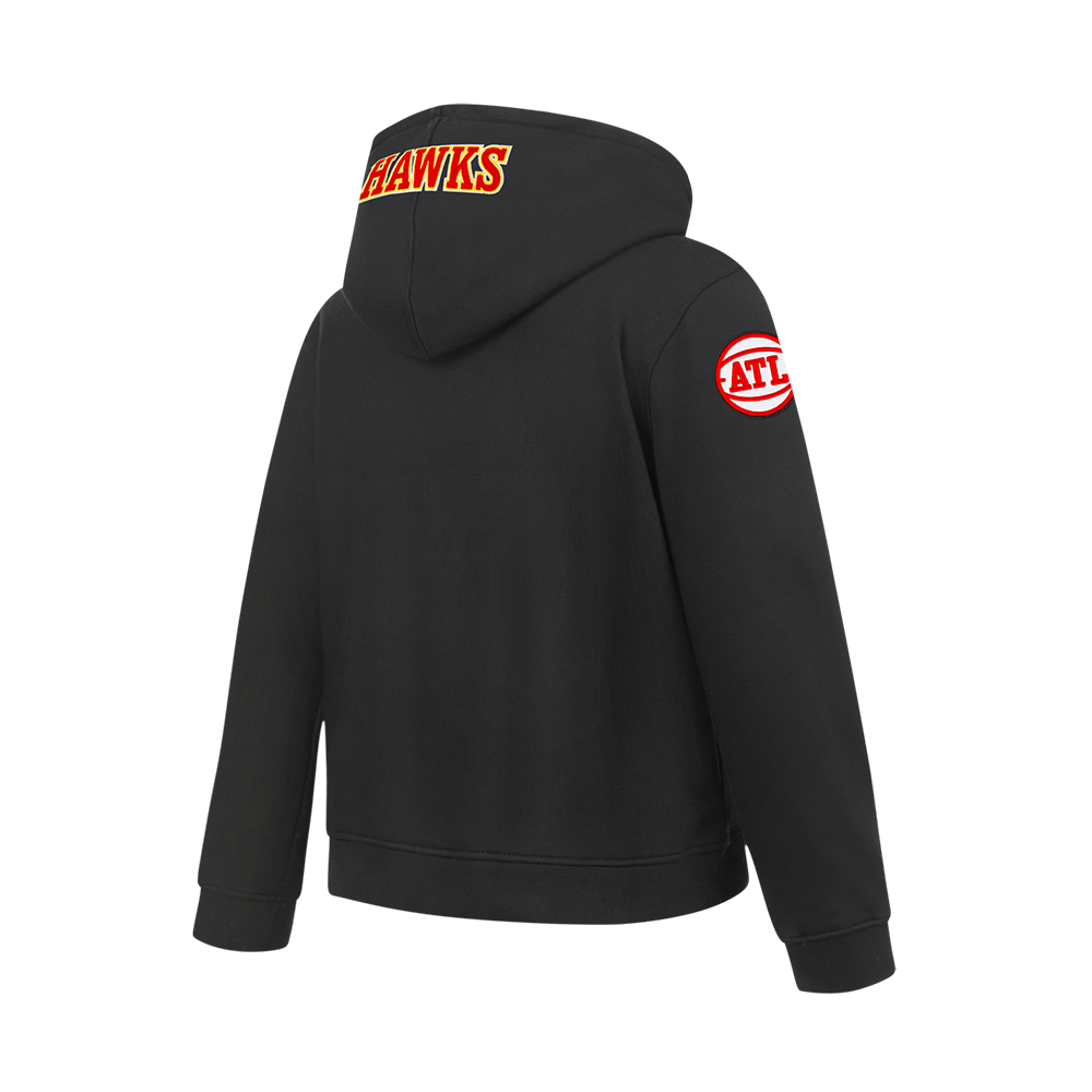 NBA ATLANTA HAWKS CLASSIC BIG BOY'S FLEECE FULL ZIP PULLOVER HOODIE (BLACK)
