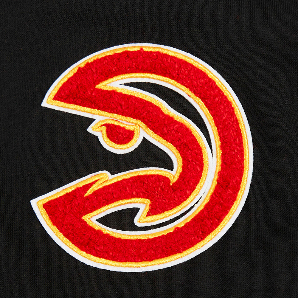 NBA ATLANTA HAWKS CLASSIC BIG BOY'S FLEECE FULL ZIP PULLOVER HOODIE (BLACK)