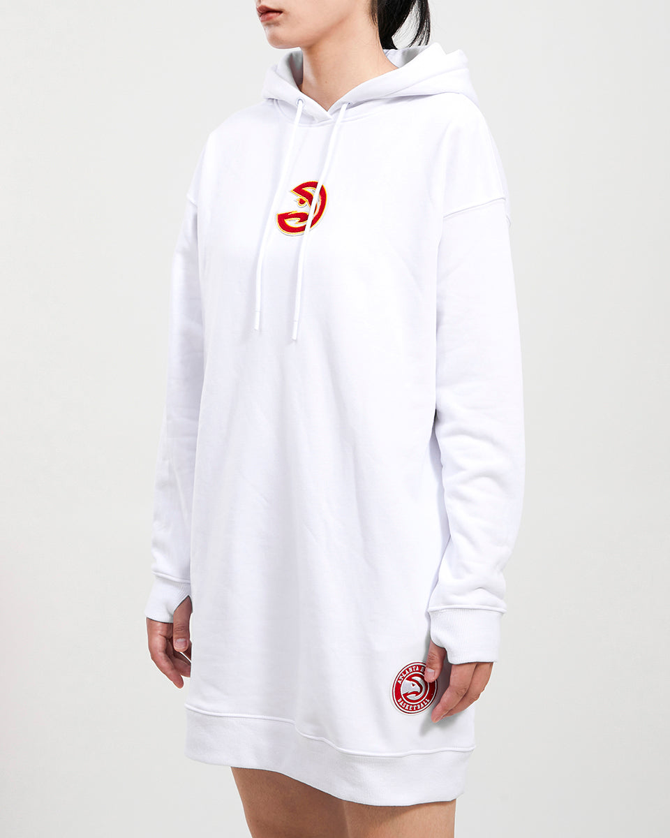 NBA ATLANTA HAWKS CLASSIC WOMEN'S HOODIE DRESS (WHITE)