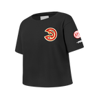 NBA ATLANTA HAWKS CLASSIC BIG GIRL'S SHORT SLEEVE BOXY TEE (BLACK)