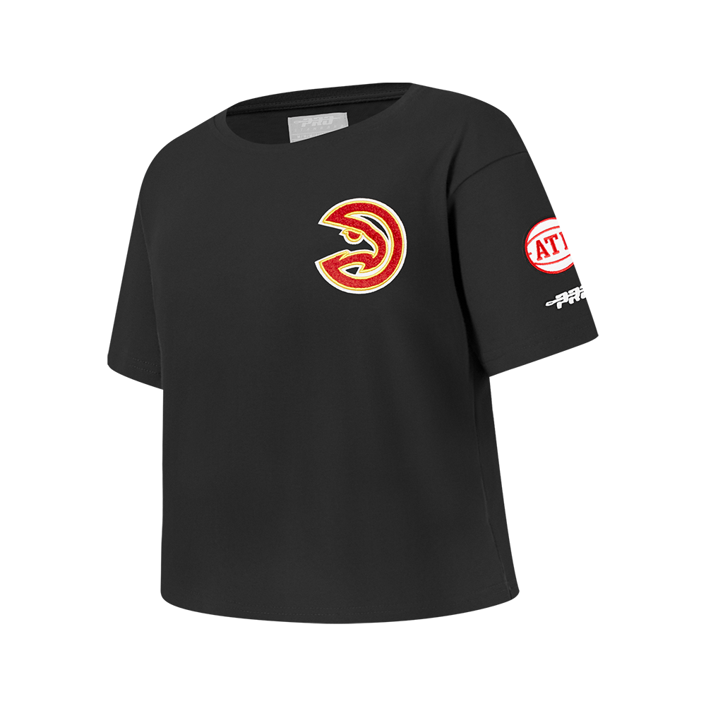 NBA ATLANTA HAWKS CLASSIC BIG GIRL'S SHORT SLEEVE BOXY TEE (BLACK)