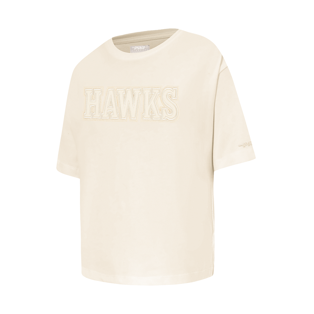 NBA ATLANTA HAWKS NEUTRAL BIG GIRLS SHORT SLEEVE BOXY TEE (EGGSHELL)