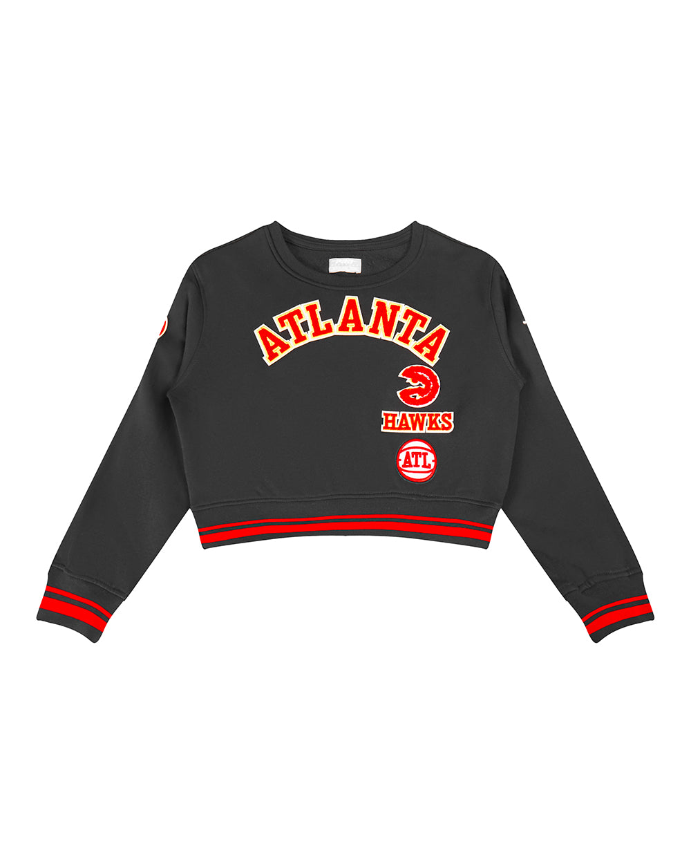 NBA ATLANTA HAWKS RETRO CLASSIC CHANDAIL À COL ROND EN MOLLETON CÔTELÉ POUR FILLE JUNIOR (NOIR/ROUGE/NOIR)