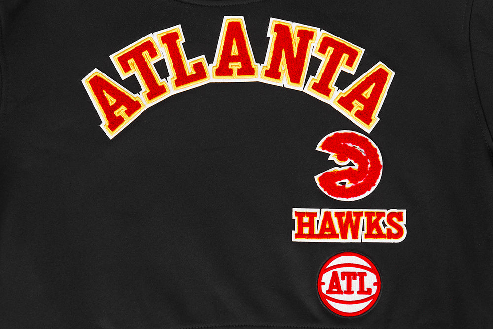 NBA ATLANTA HAWKS RETRO CLASSIC CHANDAIL À COL ROND EN MOLLETON CÔTELÉ POUR FILLE JUNIOR (NOIR/ROUGE/NOIR)