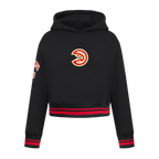 NBA ATLANTA HAWKS RETRO CLASSIC BIG GIRL'S RIB FLC PO HOODIE (BLACK/RED/BLACK)