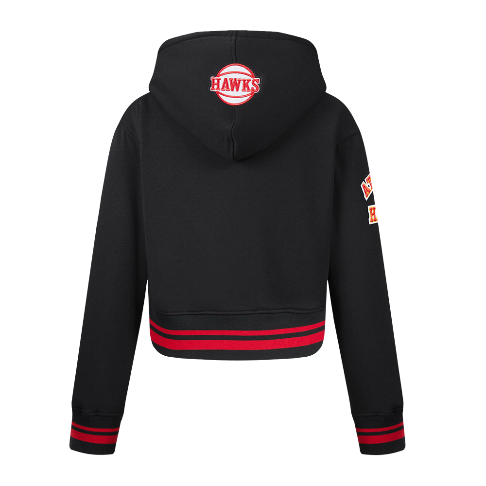 NBA ATLANTA HAWKS RETRO CLASSIC BIG GIRL'S RIB FLC PO HOODIE (BLACK/RED/BLACK)