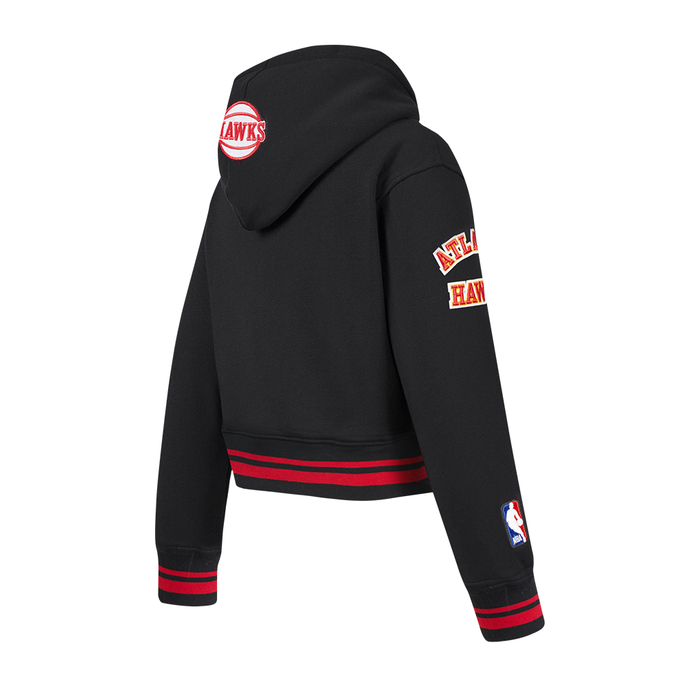 NBA ATLANTA HAWKS RETRO CLASSIC BIG GIRL'S RIB FLC PO HOODIE (BLACK/RED/BLACK)