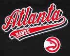 NBA ATLANTA HAWKS SCRIPT TAIL CHANDAIL À CAPUCHON COURT EN MOLLETON CÔTELÉ POUR FEMME (NOIR/ROUGE/NOIR)