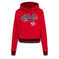 NBA ATLANTA HAWKS SCRIPT TAIL WOMEN'S RIB FLEECE CROPPED PULLOVER HOODIE (RED/BLACK)