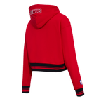 NBA ATLANTA HAWKS SCRIPT TAIL WOMEN'S RIB FLEECE CROPPED PULLOVER HOODIE (RED/BLACK)