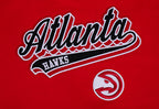 NBA ATLANTA HAWKS SCRIPT TAIL WOMEN'S RIB FLEECE CROPPED PULLOVER HOODIE (RED/BLACK)