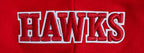 NBA ATLANTA HAWKS SCRIPT TAIL WOMEN'S RIB FLEECE CROPPED PULLOVER HOODIE (RED/BLACK)