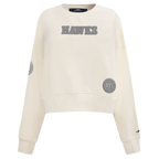 NBA ATLANTA HAWKS REVERSE FRENCH TERRY WOMEN'S FLEECE CREWNECK (EGGSHELL)