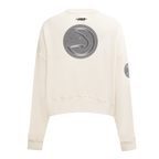 NBA ATLANTA HAWKS REVERSE FRENCH TERRY WOMEN'S FLEECE CREWNECK (EGGSHELL)