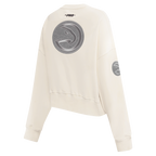 NBA ATLANTA HAWKS REVERSE FRENCH TERRY WOMEN'S FLEECE CREWNECK (EGGSHELL)