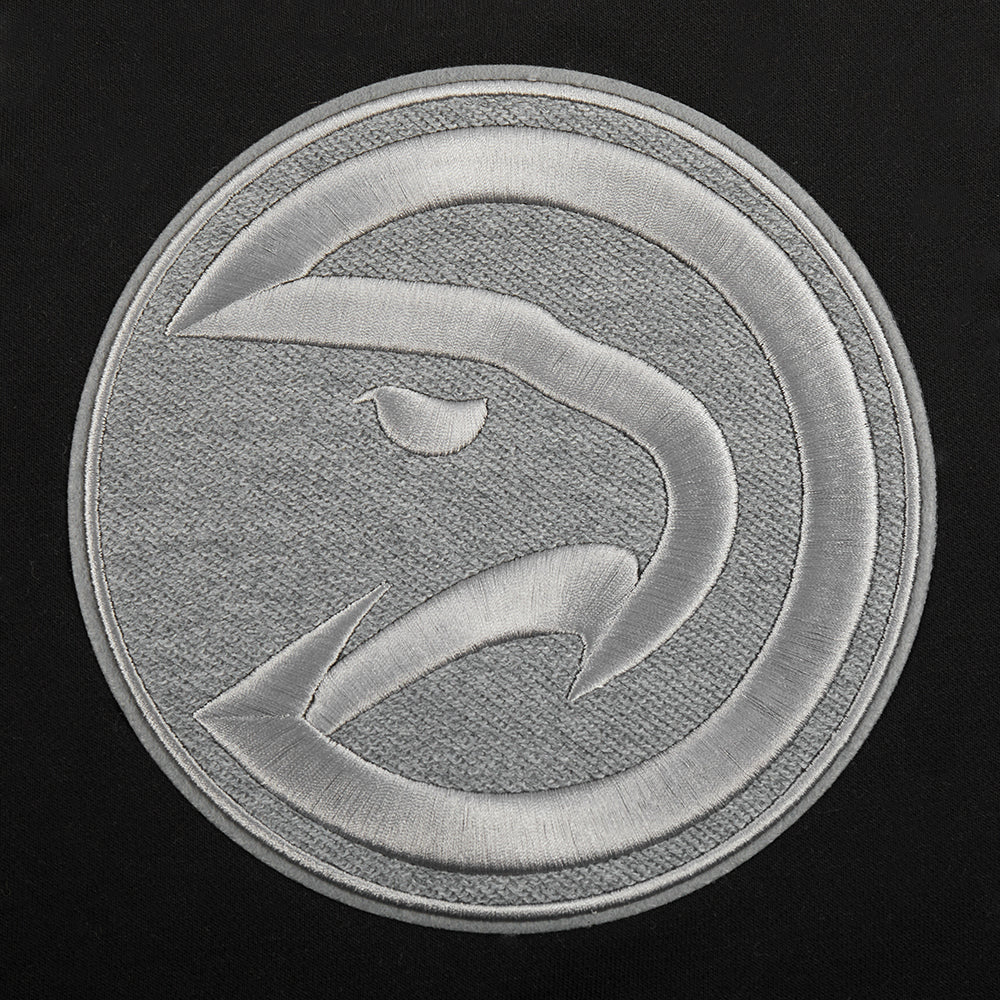 NBA ATLANTA HAWKS REVERSE FRENCH TERRY CHANDAIL À CAPUCHON À GLISSIÈRE PLEINE LONGUEUR EN MOLLETON À BLOCS DE COULEUR POUR FEMME (NOIR/GRIS/COQUILLE D'ŒUF)