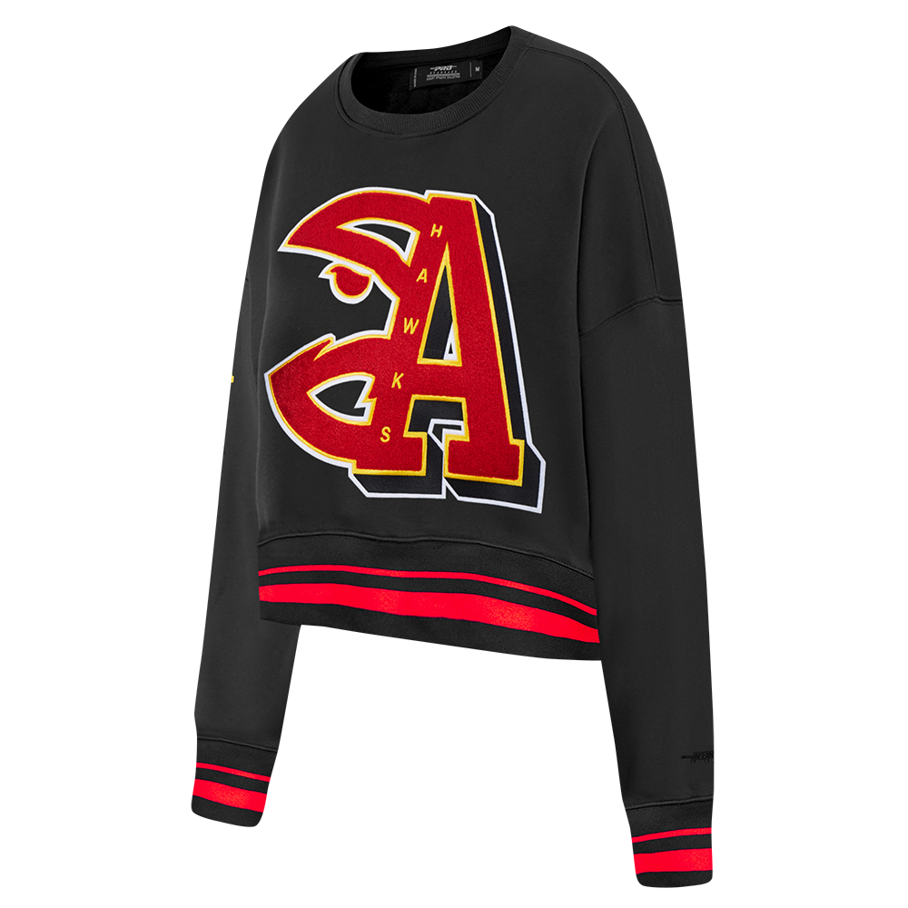 NBA ATLANTA HAWKS MASHUP WOMEN'S RIB CREWNECK (BLACK/RED/BLACK)