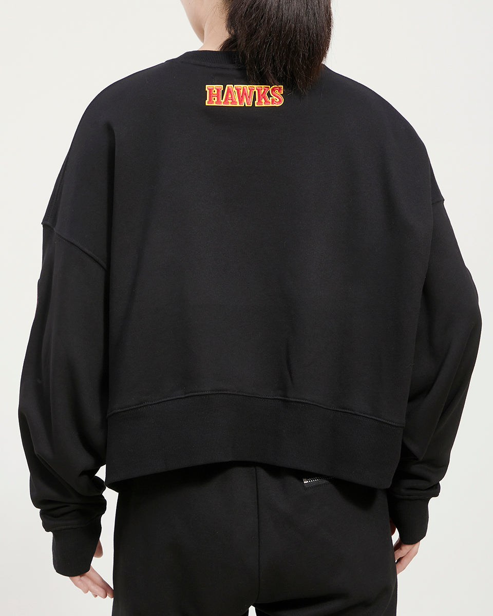 NBA ATLANTA HAWKS CLASSIC OVERSIZED WOMEN'S CREWNECK (BLACK)