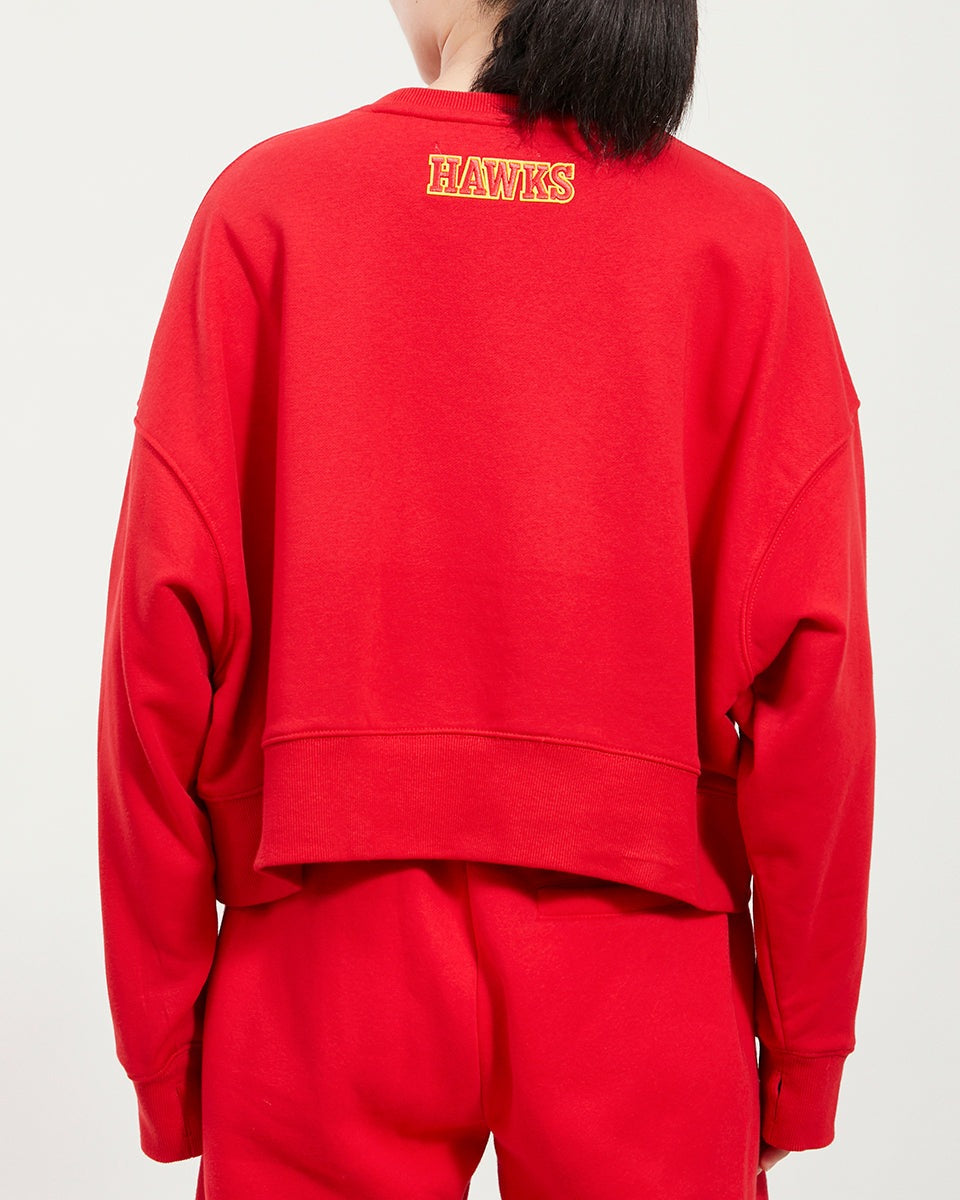 NBA ATLANTA HAWKS CLASSIC OVERSIZED WOMEN'S CREWNECK (RED)