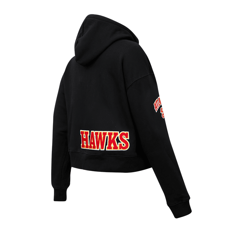 NBA ATLANTA HAWKS CLASSIC WOMEN'S CROPPED PULLOVER HOODIE (BLACK)