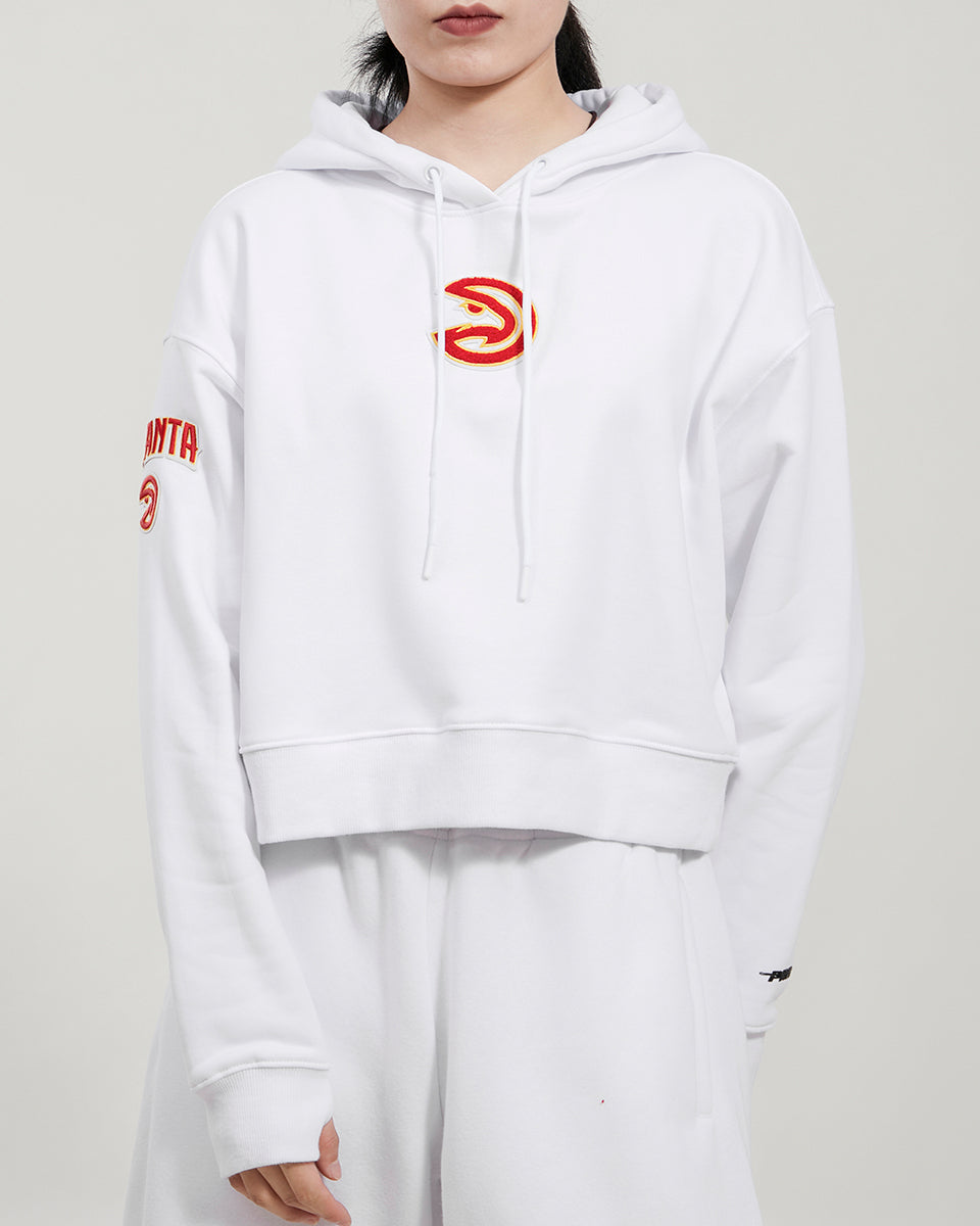 NBA ATLANTA HAWKS CLASSIC CHANDAIL À CAPUCHON COURT POUR FEMME (BLANC)