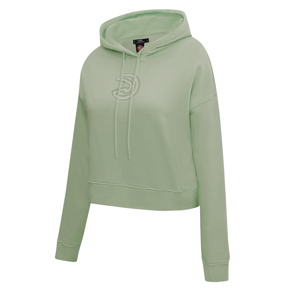 NBA ATLANTA HAWKS NEUTRAL WOMEN'S CROPPED PO HOODIE (MOSS)