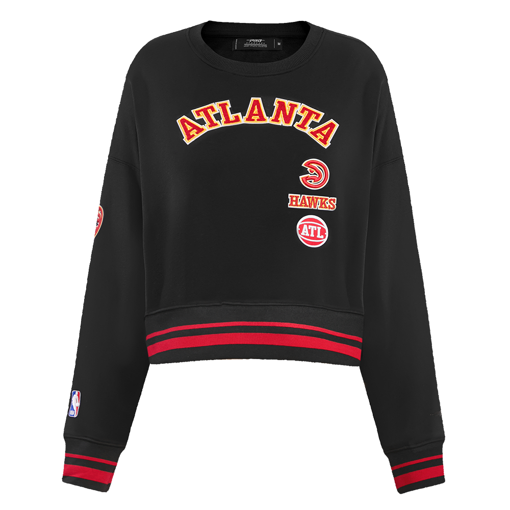 NBA ATLANTA HAWKS RETRO CLASSIC CHANDAIL À COL ROND CÔTELÉ POUR FEMME (NOIR/ROUGE/NOIR)