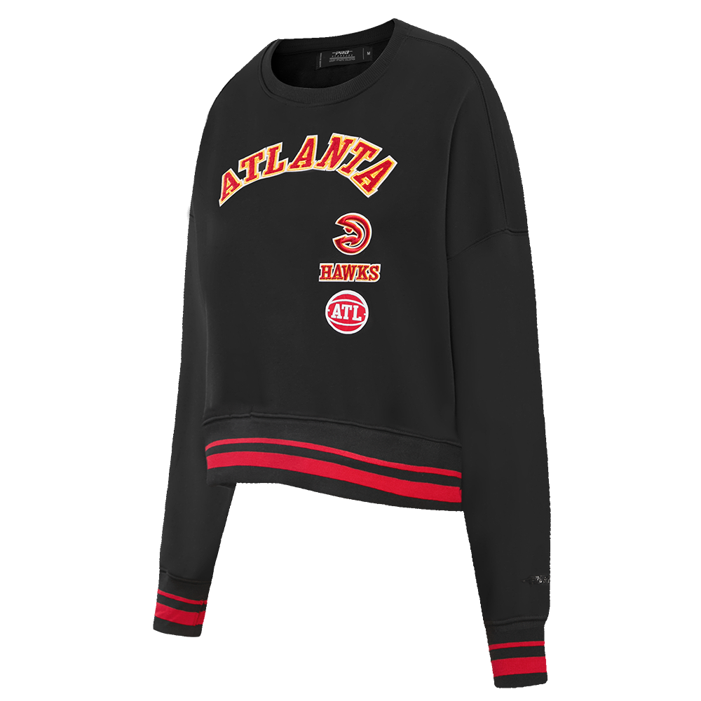NBA ATLANTA HAWKS RETRO CLASSIC WOMEN'S RIB CREWNECK (BLACK/RED/BLACK)
