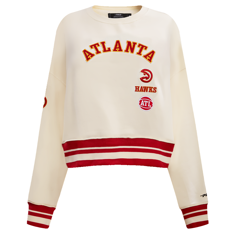 NBA ATLANTA HAWKS RETRO CLASSIC CHANDAIL À COL ROND CÔTELÉ POUR FEMME (COQUILLE D'ŒUF/ROUGE)
