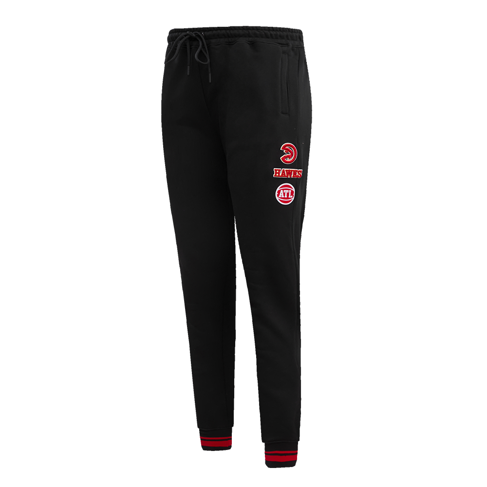 NBA ATLANTA HAWKS RETRO CLASSIC PANTALON OUATÉ CÔTELÉ POUR FEMME (NOIR/ROUGE/NOIR)