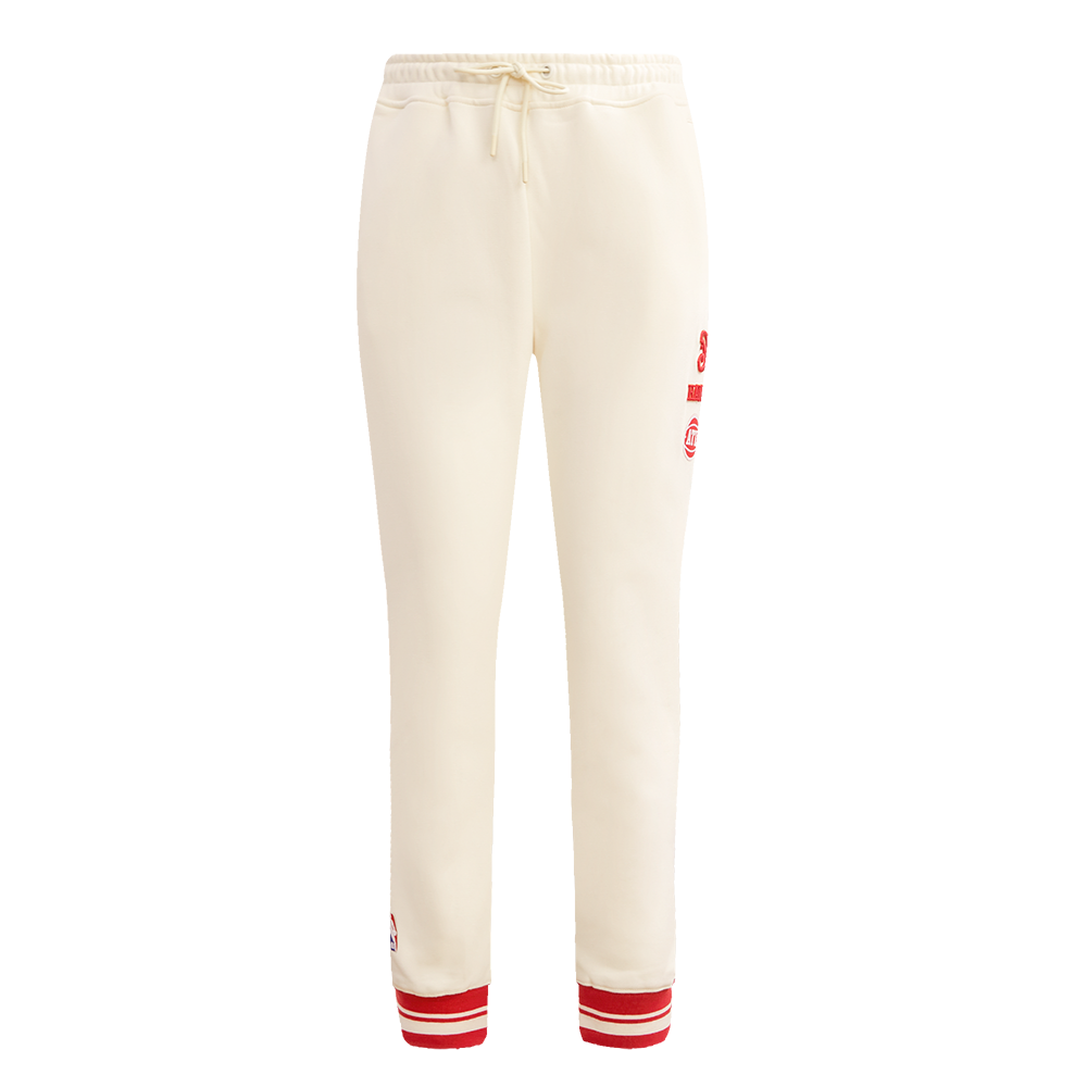 NBA ATLANTA HAWKS RETRO CLASSIC PANTALON OUATÉ CÔTELÉ POUR FEMME (COQUILLE D'ŒUF/ROUGE)