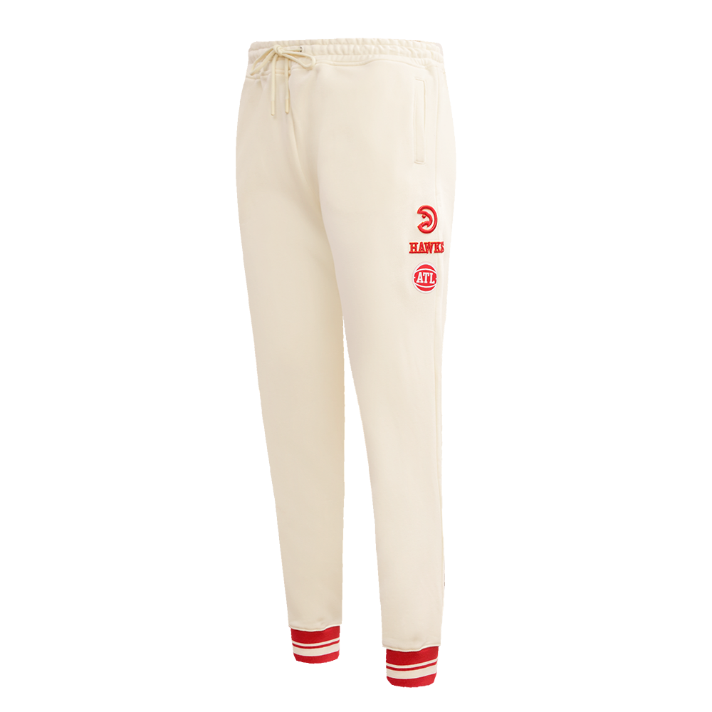 NBA ATLANTA HAWKS RETRO CLASSIC PANTALON OUATÉ CÔTELÉ POUR FEMME (COQUILLE D'ŒUF/ROUGE)