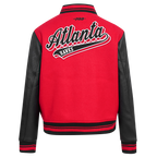 NBA ATLANTA HAWKS SCRIPT TAIL WOMEN'S WOOL VARSITY JACKET (RED/BLACK)