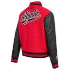 NBA ATLANTA HAWKS SCRIPT TAIL WOMEN'S WOOL VARSITY JACKET (RED/BLACK)