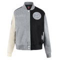 NBA ATLANTA HAWKS REVERSE FRENCH TERRY BLOUSON COLLÉGIAL EN LAINE POUR FEMME (NOIR/GRIS/COQUILLE D'ŒUF)