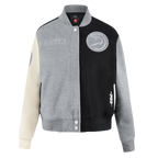 NBA ATLANTA HAWKS REVERSE FRENCH TERRY BLOUSON COLLÉGIAL EN LAINE POUR FEMME (NOIR/GRIS/COQUILLE D'ŒUF)
