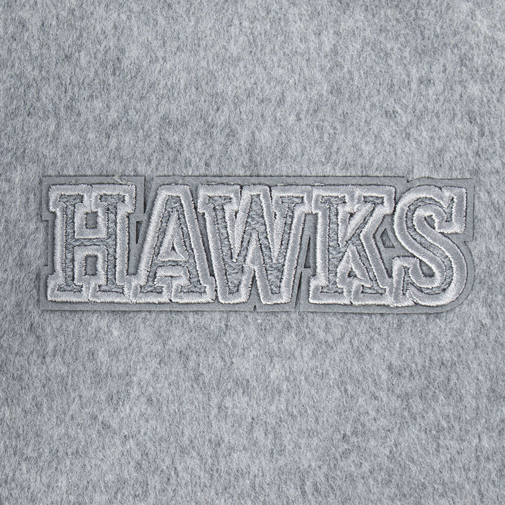 NBA ATLANTA HAWKS REVERSE FRENCH TERRY BLOUSON COLLÉGIAL EN LAINE POUR FEMME (NOIR/GRIS/COQUILLE D'ŒUF)