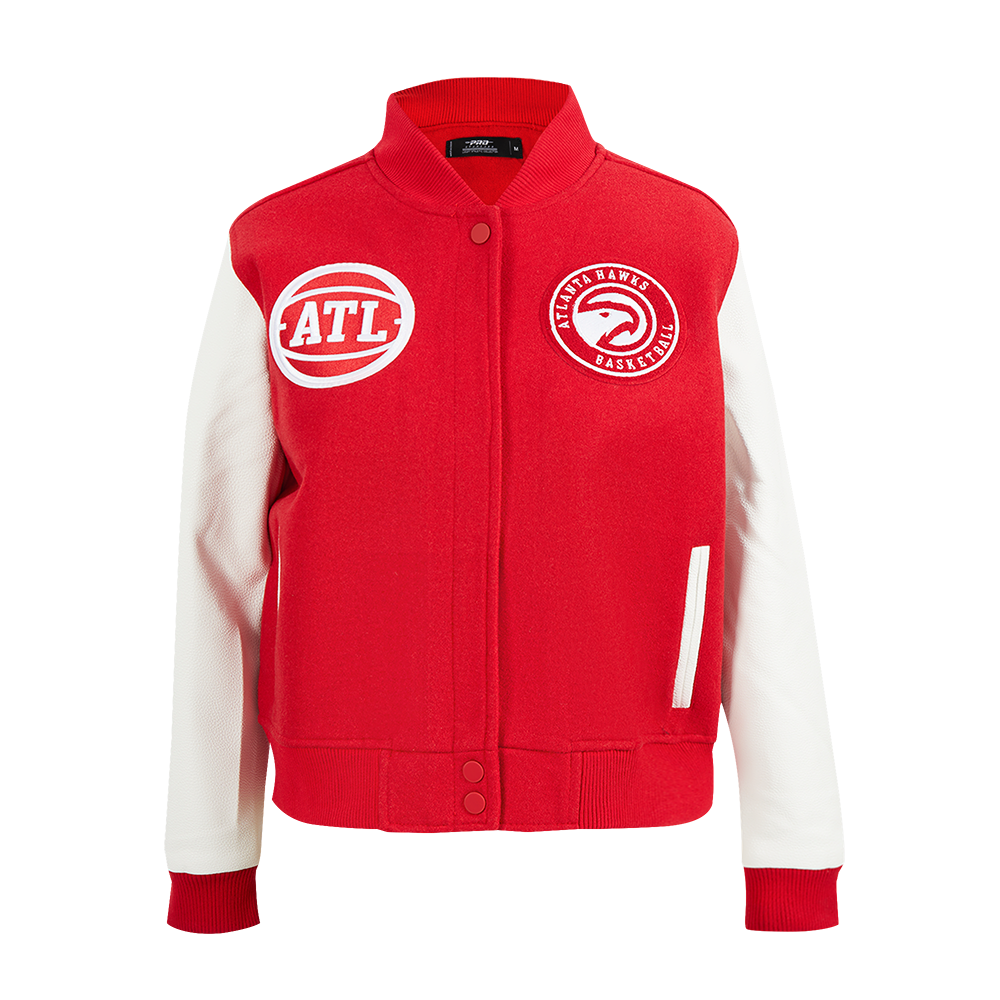 NBA ATLANTA HAWKS CLASSIC BLOUSON COLLÉGIAL EN LAINE POUR FEMME (ROUGE/BLANC)