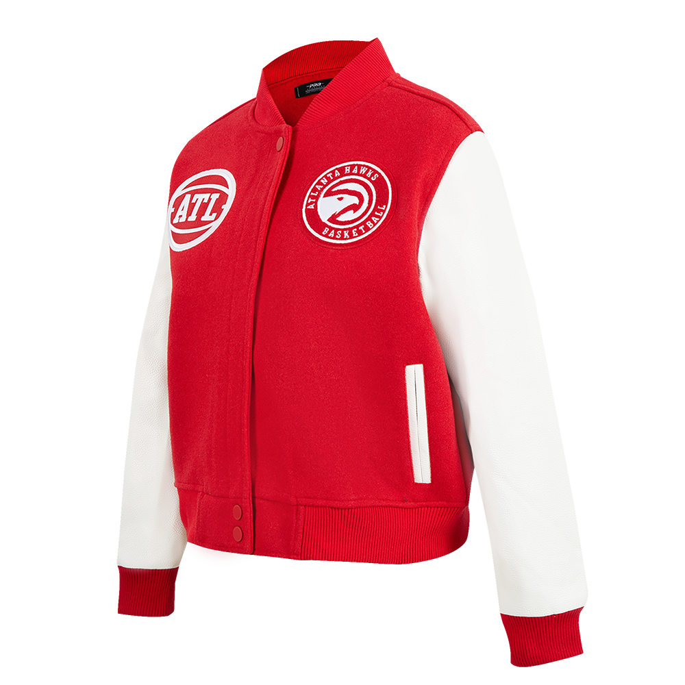 NBA ATLANTA HAWKS CLASSIC WOOL WOMEN'S VARSITY JACKET (RED/WHITE)