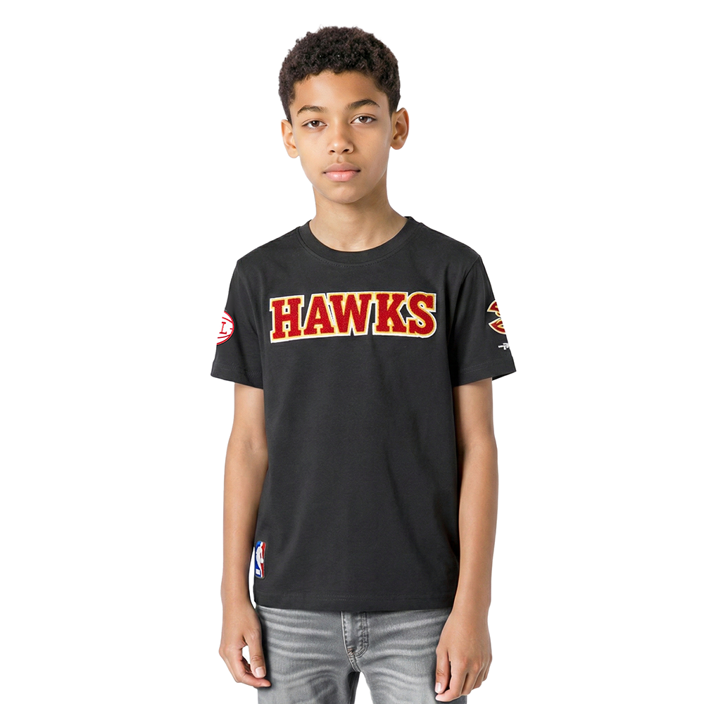 NBA ATLANTA HAWKS CLASSIC T-SHIRT À MANCHES COURTES POUR GARÇON ENFANT (NOIR)